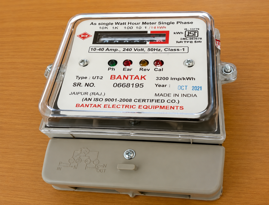 A.C. Energy Meter Single Phase, 10 A, 240 V induction type