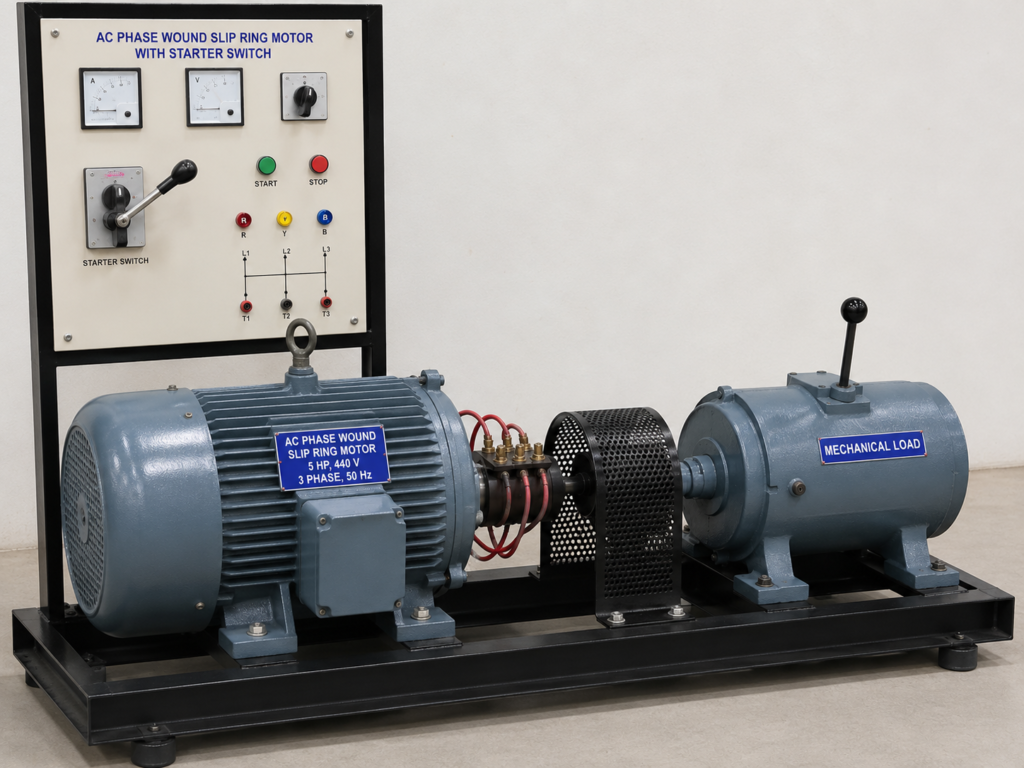AC phase-wound slip ring Motor with starter switch5 HP, 440 V, 3 Phase, 50 Hz