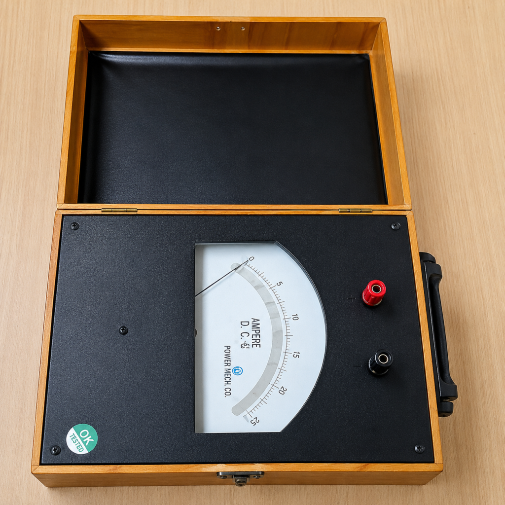 AC Ammeter MI, analog, portable box type housed in Bakelite case 0 - 1 A, 0-5 A, 0-25 A