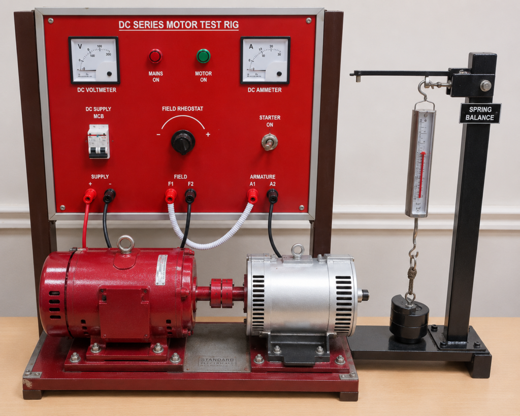 DC Series Motor coupled with spring balance load 2.5 KW, 220 Volts