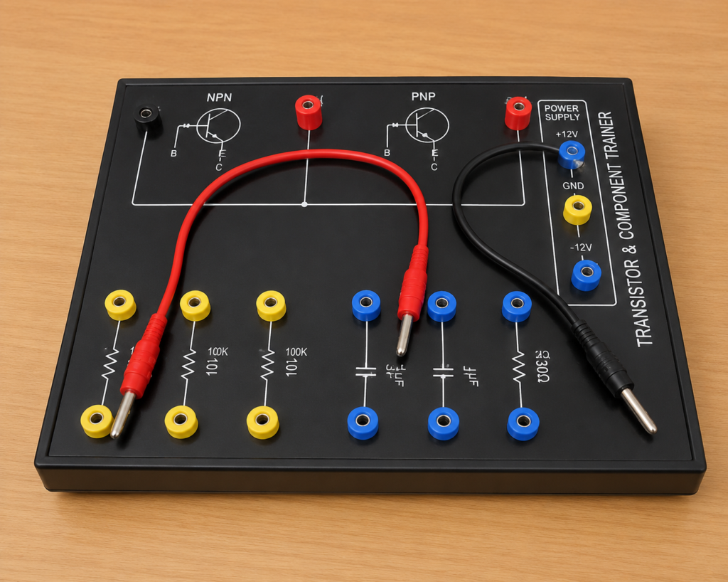 Discrete Component Trainer Discrete Component (for diode and transistor circuit) with regulated power supply +5,0- 5 V,+12 ,0-12 V