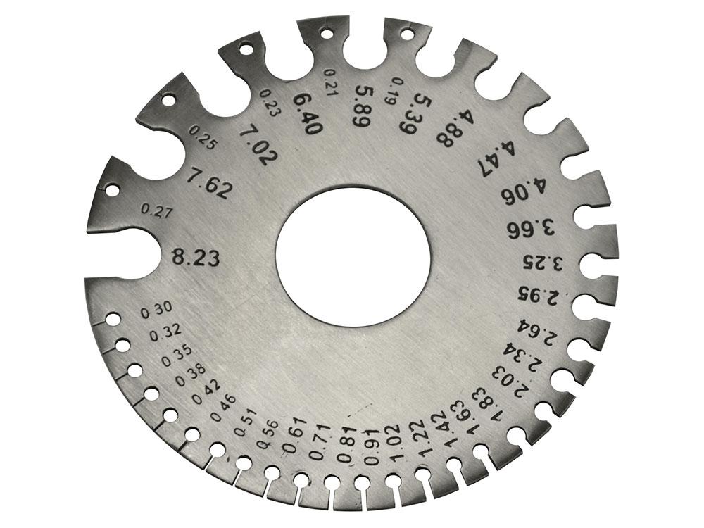 Gauge, wire imperial stainlees steel marked in SWG & mm Wire Gauge - Metric