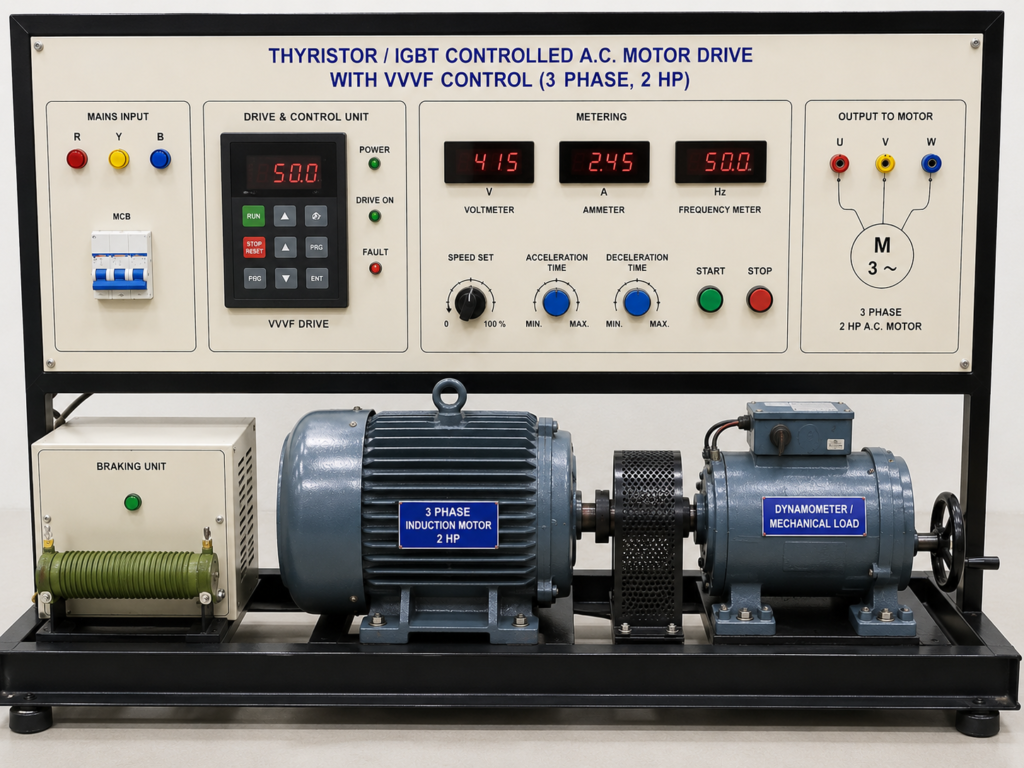 ThyristorIGBT controlled A.C. motor drive with VVVF control 3 Phase, 2 HP